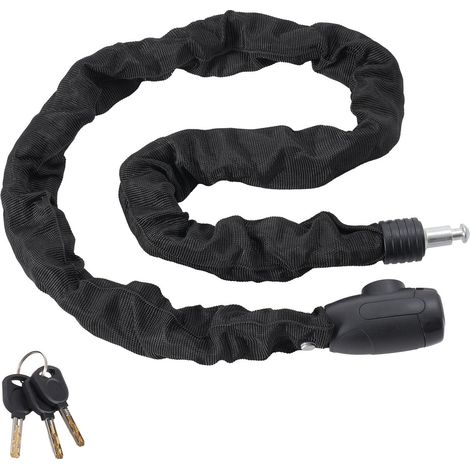 Cadenas à chaîne pour vélo, 1,2 m, avec 4 clés, antivol haute sécurité, chaîne en acier de 8 mm, idéal pour vélo, moto, scooter, porte, clôture ou portail. (1/5)