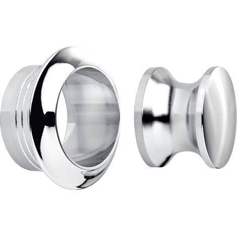 Aufschraubschloss Möbelschloss Caravan-Schloss Türschschloss Knopfset rund 16 mm Chrom poliert (1/4)