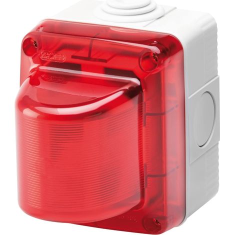 GEWISS - GW27415DY Spia di Segnalazione, 15W, 230V, Diffusore Rosso, IP55, Grigio Ral 7035