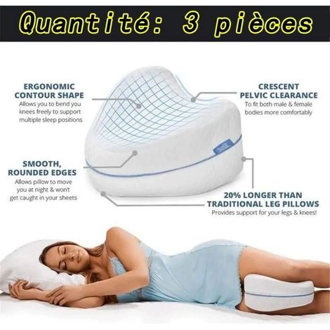 Quantit 3 pices Oreiller de Jambe Coussin pour Genoux de Mousse de Mmoire pour Un Sommeil Ergonomique COUSSIN (1/4)