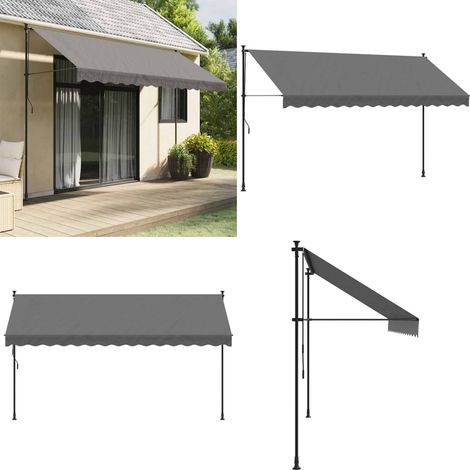 Auvent rétractable anthracite 350x150 m tissu et acier - Auvent rétractable - Auvent terrasse (1/5)
