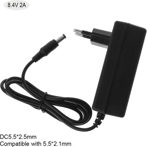 Chargeur de batterie intelligent lithium-ion 8,4 V CC 2 A, adaptateur secteur avec prise UE/US, transformateur et arrêt automatique.