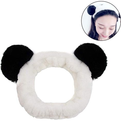 1 Bandeau, Design oreilles de panda, Polaire corail, Grande élasticité, Pour spa sport yoga (1/5)