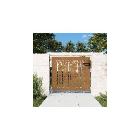 Portail de jardin 85x75 acier corten design de bambou (1/5)