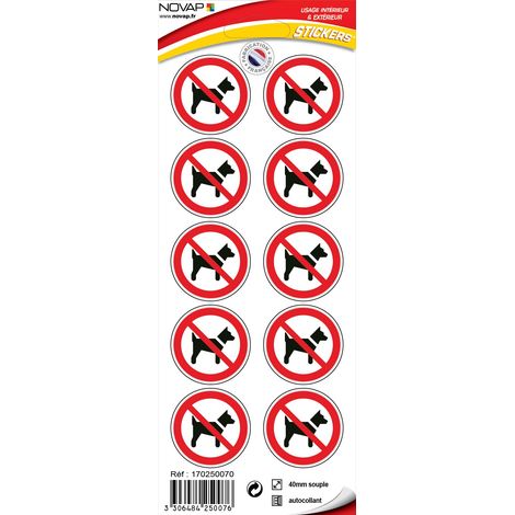 Planche 10 Pictogrammes Ø 40mm - Chien Interdit - 4250076