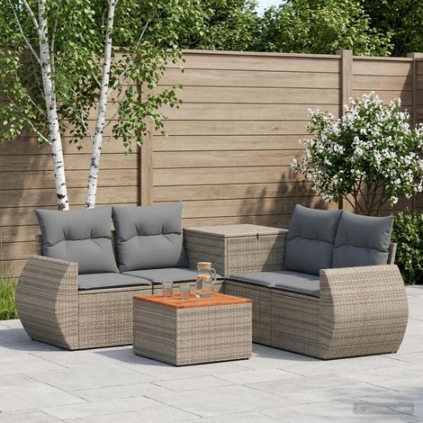 vidaXL Juego de Sofá 6 uds. Gris y Gris Oscuro 55 x 55 x 37 cm (1/5)