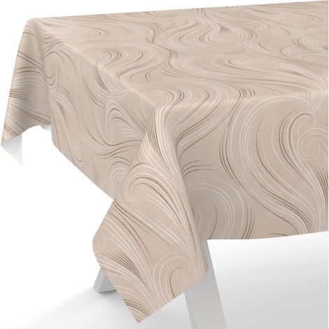 Nappe de Table en Toile cirée, Lavable, Bord coupé, pour Table de Jardin, Beige, 160 x 140 cm (1/5)