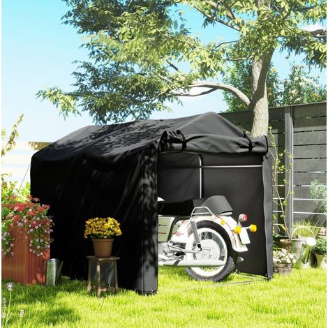 Carpa de almacenamiento para garaje (220x157x165 cm), con puerta enrollable, resistente al agua y a los rayos UV, metal negro (1/5)