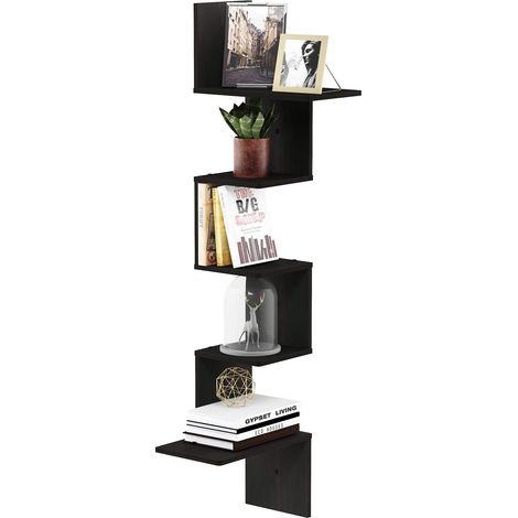 Étagère Murale d'Angle Flottante à 5 Niveaux, Espresso, Expresso, One Size (1/5)