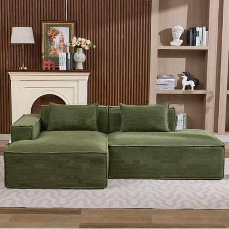 Divano 235 cm in poliestere verde per piccoli spazi OKMYHOME (1/5)