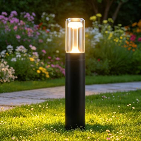 Lampe De Chemin LED Extérieur Lampadaire Verre IP65 40cm Noir 10W 3000K Lampe Extérieure Jardin Allée Cour Terrasse Balcon Décoration Résistant Aux Intempéries (1/5)