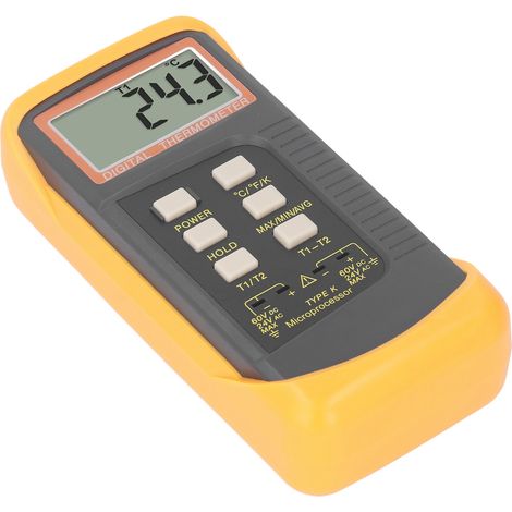 Thermomètre à thermocouple de type K, double canal, écran LCD, 4 sondes, entrée DC 60 V AC 24 V (1/5)