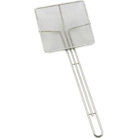 Tablecraft, schiumarola quadrata per fritti a rete fina, in acciaio nichelato