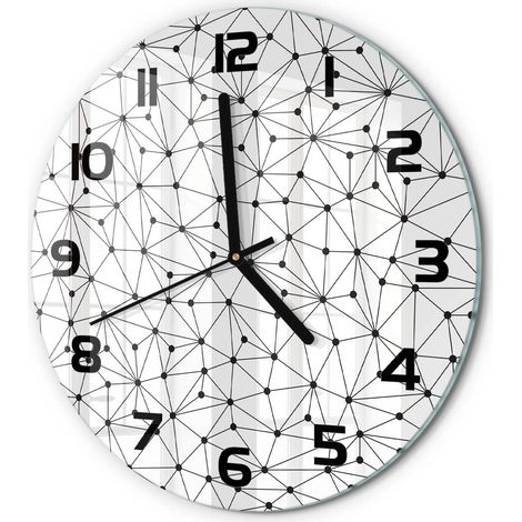 Horloge Murale Ronde Cadeau Original Verre Silencieuse pour Maison Salon Lignes et cercles fi 30 cm (1/5)