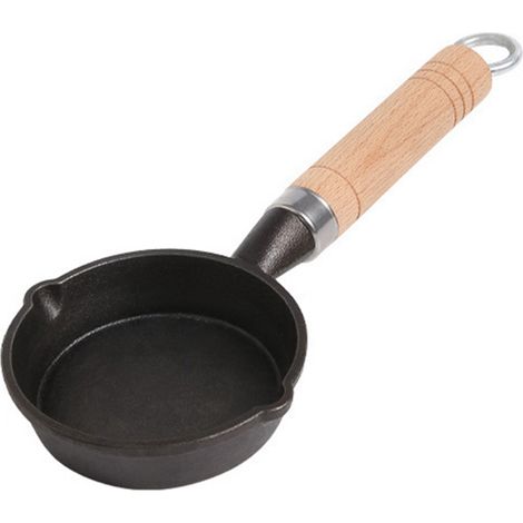 Mini poêle en fonte avec revêtement antiadhésif et répartition uniforme de la chaleur, idéale pour la maison, le camping et les voyages. (1/5)