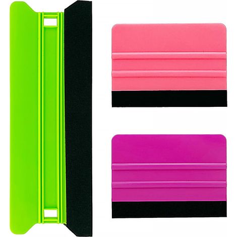 Lot de 3 grandes raclettes en plastique de 21 cm pour papier peint plus lisse, bord en feutre anti-rayures, avec grattoir en vinyle de 10 cm, outil teinté pour enlever les bulles d'air (1/5)
