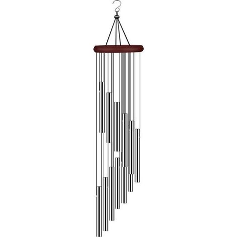 Carillon éolien 12 tubes en aluminium et bois massif – sons naturels mélodieux – décoration pour jardin, cour, balcon et porche (1/5)