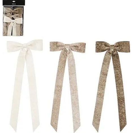 Set 3 fiocchi natalizi bianco. argento e verde 18.5 × H48 cm