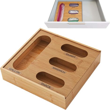 Organiseur de sac pour tiroir – à sandwich, support 4 en 1 réutilisable, rangement collation cuisine - (1/5)