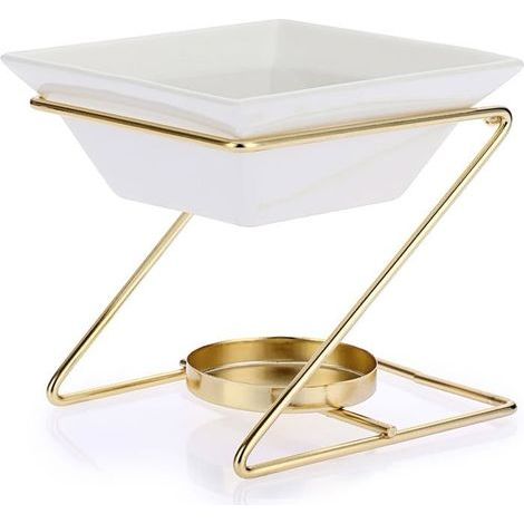 Brûleur décoratif en métal pour huiles essentielles, brûleur de cire avec bol en céramique, support pour bougie parfumée pour la ma (1/5)