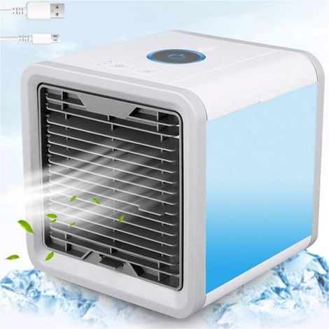 3-in-1 Mini-Luftkühler, Ventilator, LED-Beleuchtung, USB-Anschluss, tragbarer Luftentfeuchter, 486 m³/h, 60 W, Grau