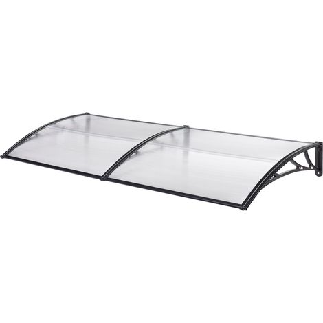 Auvent de porte d'entrée design marquise d'accueil résistante aux intempéries 200 x 100 cm noir transparent