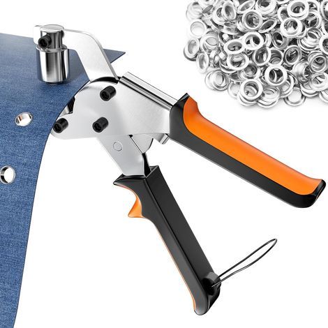 Metallösen-Set (10 mm), Ösenzange mit 300 Ösen, Ösenstanzzange, professionelles Stanzset für Planen, Stoffe, Leder, Karton, Poster und Banner (1/5)