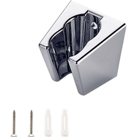 Silberner Duschkopfhalter, Duschkopfhalterung, Wandmontierter Duschkopfhalter mit Schrauben, Zwei Kartenfächer, Kompatibel mit den meisten Duschdüsen (1/4)
