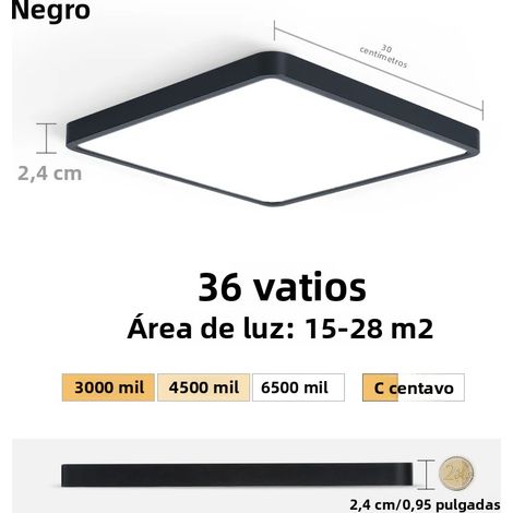 (Noir naturel 36 W) Plafonnier LED ultra-fin de 2,4 cm avec motif imitation bois (1/5)