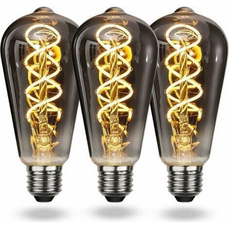Ampoule LED E27 Vintage Blanc Chaud, Ampoule Vintage E27 Dimmable Spiral Filament 4W Lumière Douce, Ampoule E27 Vintage Edison Convient au Salon, Chambre à Coucher, Couloir, Patio, etc (1/4)