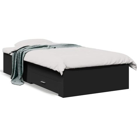 Maison Exclusive - Cadre de lit avec tiroirs sans matelas noir 75x190 cm (1/5)