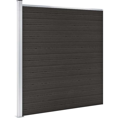 Panneau de clôture-Panneau de clôture Grillage de jardin WPC 175x186 cm Noir (1/5)