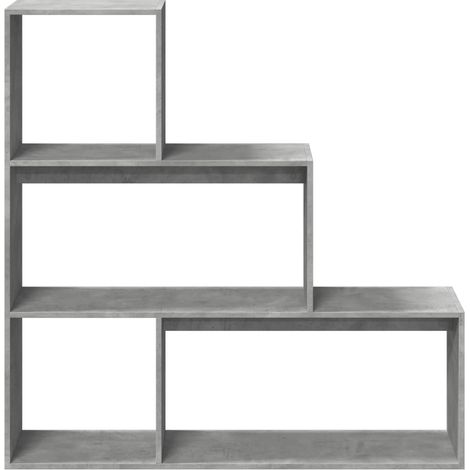 Étagère bibliothèque escalier Palino 123cm - 4 niches-Gris béton (1/5)