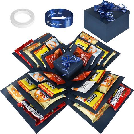 Überraschungsbox, Explosionsbox, Überraschungsgeschenkbox, Geburtstagsüberraschungsbox, DIY-Explosionsbox für Weihnachten, Geburtstag, Valentinstag (blau) (1/5)