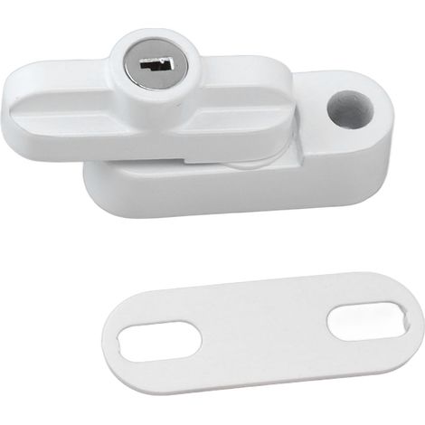 Verrou de fenêtre extérieur en alliage d'aluminium, antivol, à boucle plate, pour fenêtres simples et doubles, blanc. (1/5)
