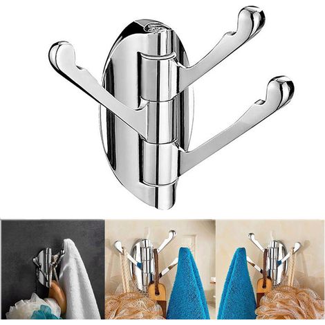 1 crochet pivotant en acier inoxydable – Support mural pliable et solide – Trois bras pivotants – Pour accrocher des vêtements humides et secs, serviettes – Installation dans la cuisine, (1/5)