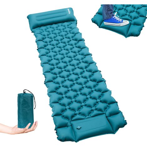 Wolketon Materasso gonfiabile da campeggio 12 cm con pompa a pedale integrata, compatto e leggero