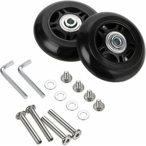 Lot de 2 Roues de Rechange pour Valise avec essieux Noir 40mm18mm roue universelle pour valise (1/3)