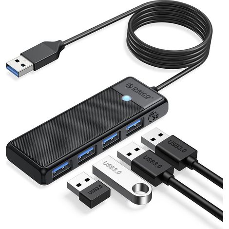 USB Hub 3.0, 4 Ports Distributeur USB avec Câble Long de 180CM, Ultra Slim Type A Data Hub 5Gbps, Adaptateur Multiport pour MacBook, Disque Dur Mobile, Surface Pro, XPS, PS4/PS5, PC (1/5)