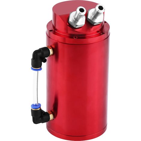 Séparateur d'huile universel en aluminium pour auto, réservoir de décantation rouge rond, raccords 10 et 15 mm (1/5)