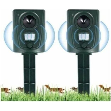 2023 2X Répulsif à ultrasons pour chats de jardin, répulsif pour chats avec piquet de terre pour empêcher les chiens et les chats, les oiseaux, pour les jardins, les champs, les pépinières, étanche. (1/4)