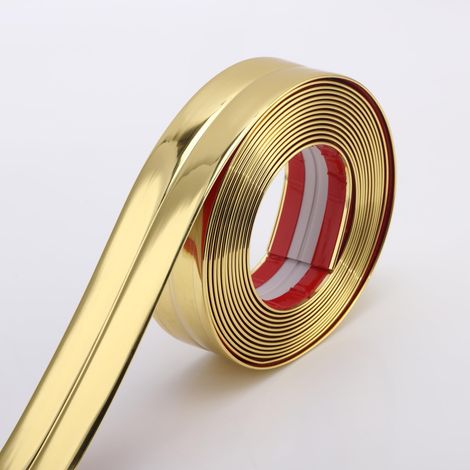 Baguette murale multifonctionnelle or brillant, cornière et joint d'étanchéité pour bords de table, cadres de porte et plinthes, 5 m x 2 cm