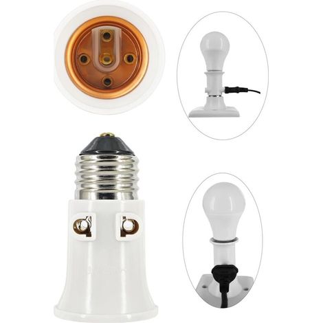 E27 lamp socket adapter, conversion to power outlet and E27 socket, 2 pieces