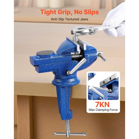 Étau d'Établi Largeur de Mâchoire 76,2 mm Étau de Table en Fonte avec Base Pivotante 360°, Dégagement Rapide, Base Surélevée, pour… (1/5)