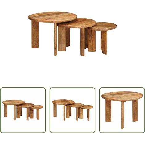Wohnzimmer Couchtisch - Nesting-Couchtische 3 pcs Braun Massivholz Mango (1/5)