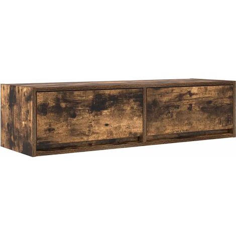 Mueble TV de pared moderno minimalista 100 x 31 x 25.5 cm con práctico almacenamiento de madera contrachapada roble ahumado 020051705 (1/5)