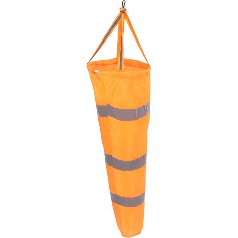 Manche à air réfléchissante orange en polyester de 80 cm, idéale pour mesurer la direction du vent en extérieur, notamment dans les aéroports. (1/5)