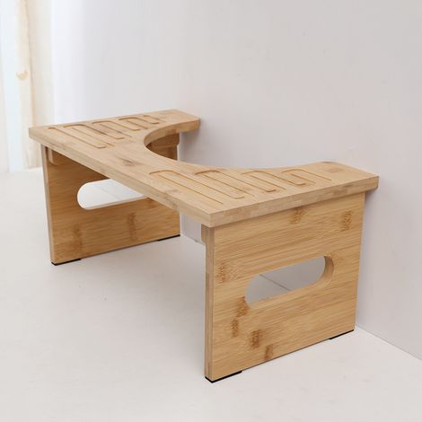 Tabouret WC en Bois Pliable 43 x 24 x 20 cm, Repose-Pieds Toilette Bambou, Marchepied Salle de Bain pour Adulte Enfant (1/5)
