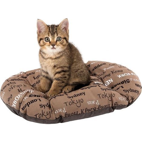 1 - Coussin Pour Chien - Tapis Pour Chaton - Lavable En Coton Avec Rembourrage Doux - Pour Petit Chien Et Chat - Marron - 43x30cm (1/5)