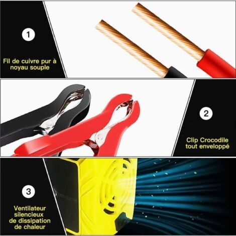 NALOOKAMIC Chargeur de batterie de voiture – Chargeur de batterie intelligent 12 V/6A, Écran LCD, Mainteneur de chargeur de batterie, Noir/Jaune (1/3)